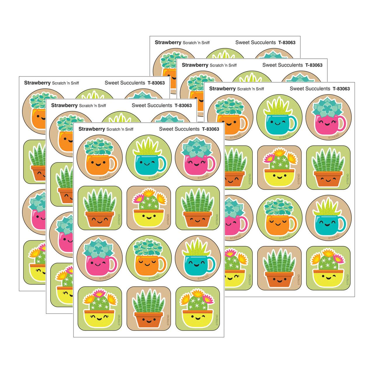 TREND Enterprises® Sweet Succulents, Strawberry Scent Scratch 'n Sniff Stinky Stickers®, 48 Per Pack, 6 Packs total of 288
